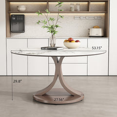 53" Round Dining Table, Scratch & Heat Resistant Sintered Stone Tabletop for Dining Room & Kitchen(Table Only)