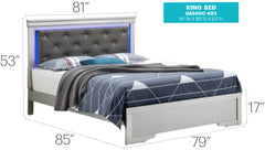 Elegant Silver Champagne Transitional King Bed