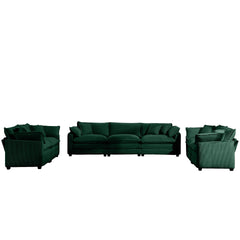 Modern Fabric Living Room Sofa 2-Piece Set, One 2-Seater Sofas, One 3-Seater Sofas Sofa with 8 Cushion Upholstery Large Deep Seat Recliner, Green Corduroy Fabric