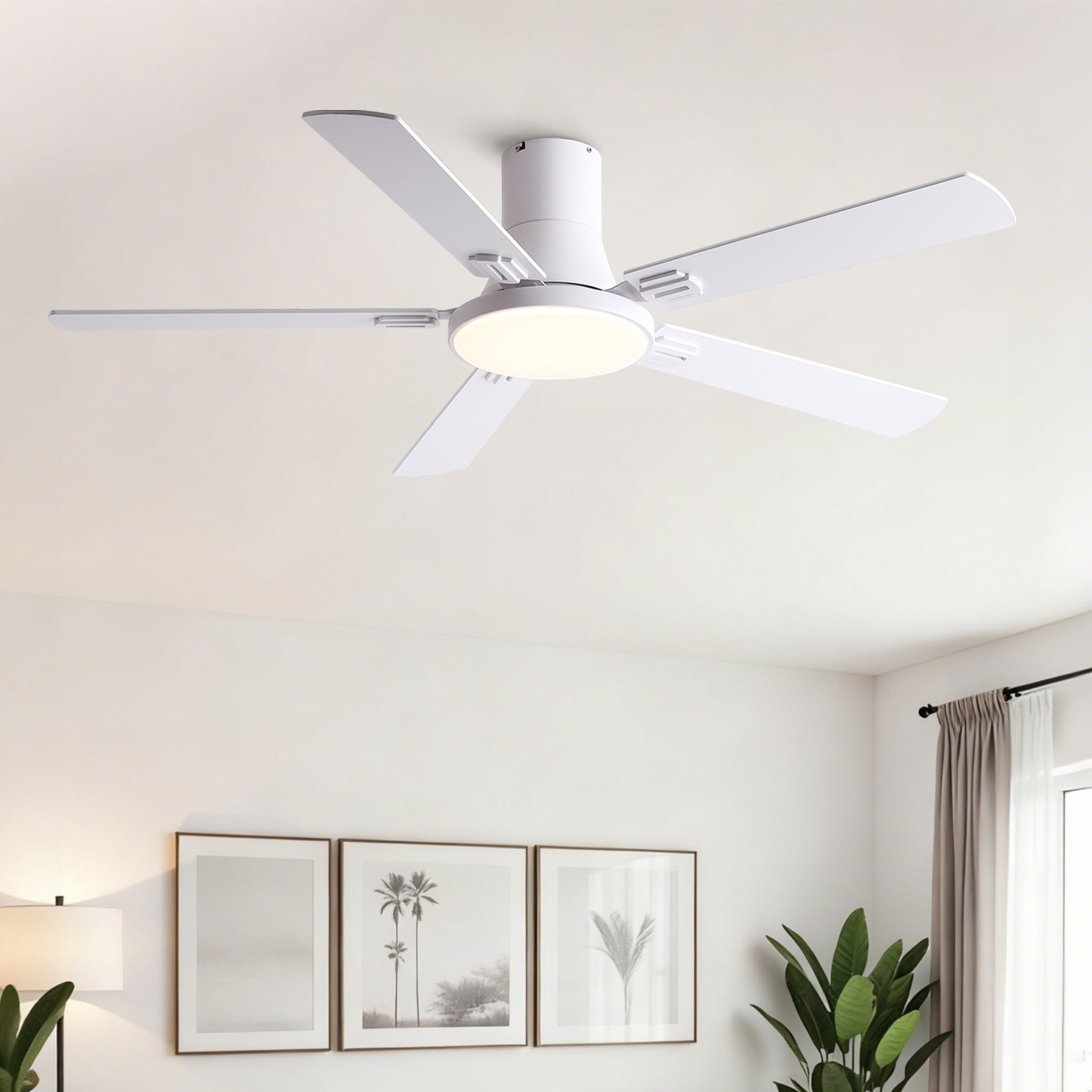 52 inch Mordern White Ceiling Fan with Light and Remote control