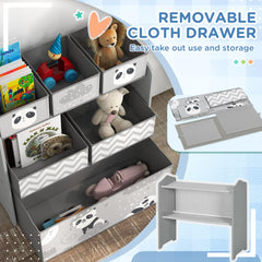 Qaba Toy Organizer with 6 Storage Bins, Kids Storage Unit for Bedroom, Kids Room, 25" x 12" x 26", Gray