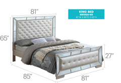 Stylish Contemporary King Bed In Pearl Finish