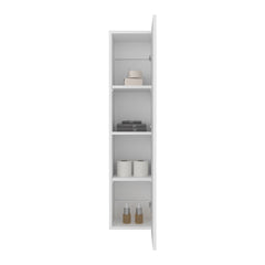 43 Inch One Door Wall-Mounted Bathroom Cabinet with 3 Storage Shelves, Vertical Organizer for Bathroom, Bedroom or Laundry Room