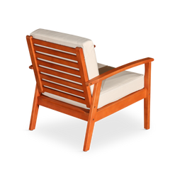Deep Seat Eucalyptus Chair, Natural Oil Finish, Dark Green Cushions