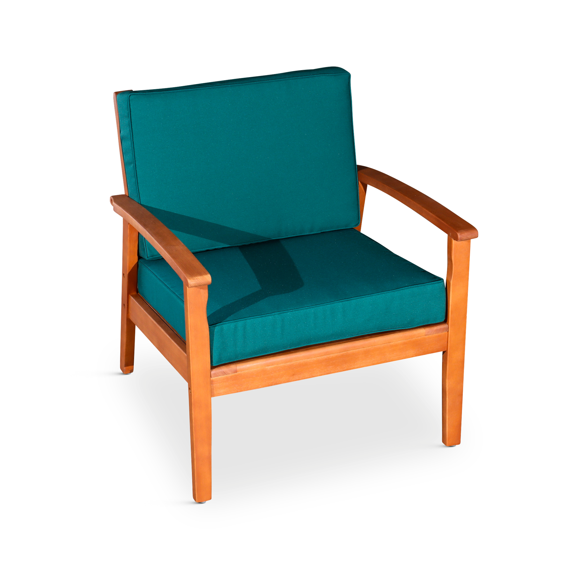 Deep Seat Eucalyptus Chair, Natural Oil Finish, Dark Green Cushions