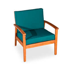 Deep Seat Eucalyptus Chair, Natural Oil Finish, Dark Green Cushions