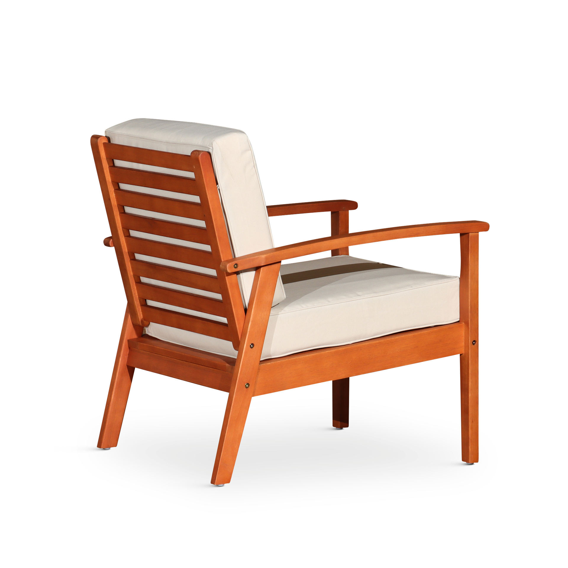 Deep Seat Eucalyptus Chair, Natural Oil Finish, Dark Green Cushions