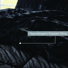 3 PCS King/Cal King Solid Faux Fur Comforter Mini Set Black