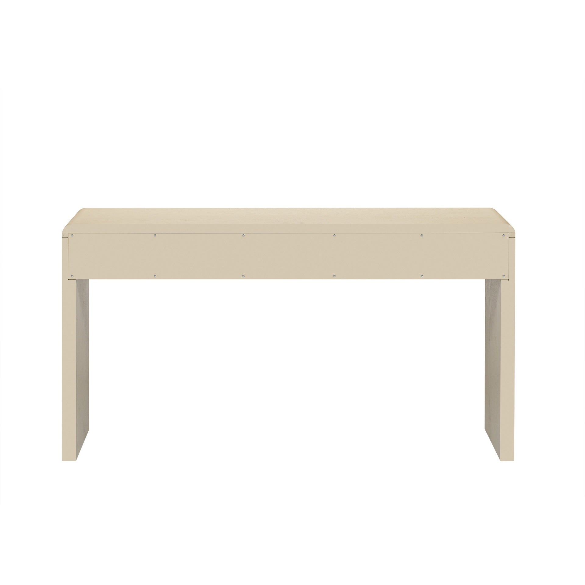 TREXM Rustic Console Table with 3 Fluted Drawers - Solid Wood Veneer Entryway Table Featuring Natural Wood Grain for Living Room, Hallway (Apricot)