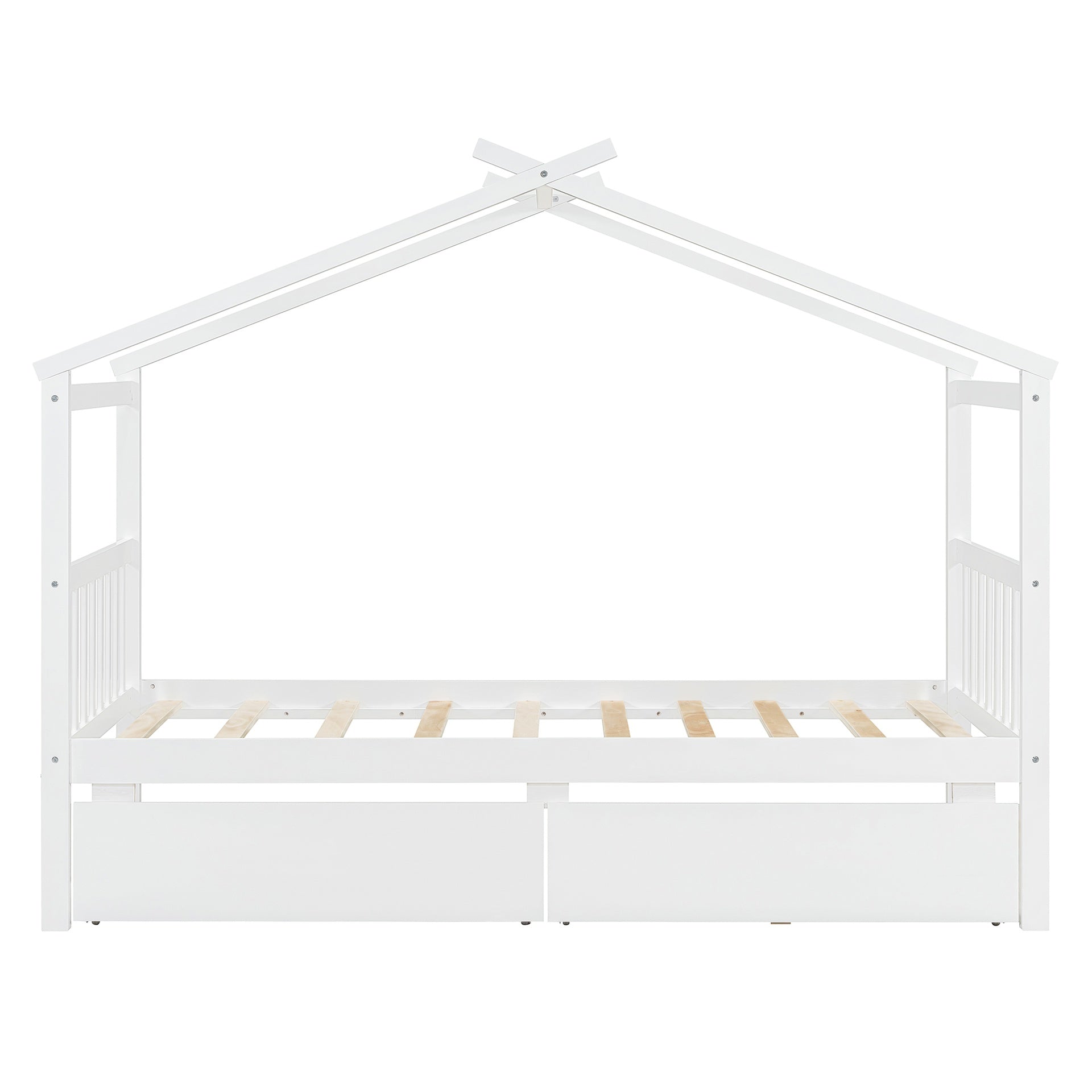 Twin Size Wooden House Bed with Drawers, White(OLD SKU: WF300799AAK)