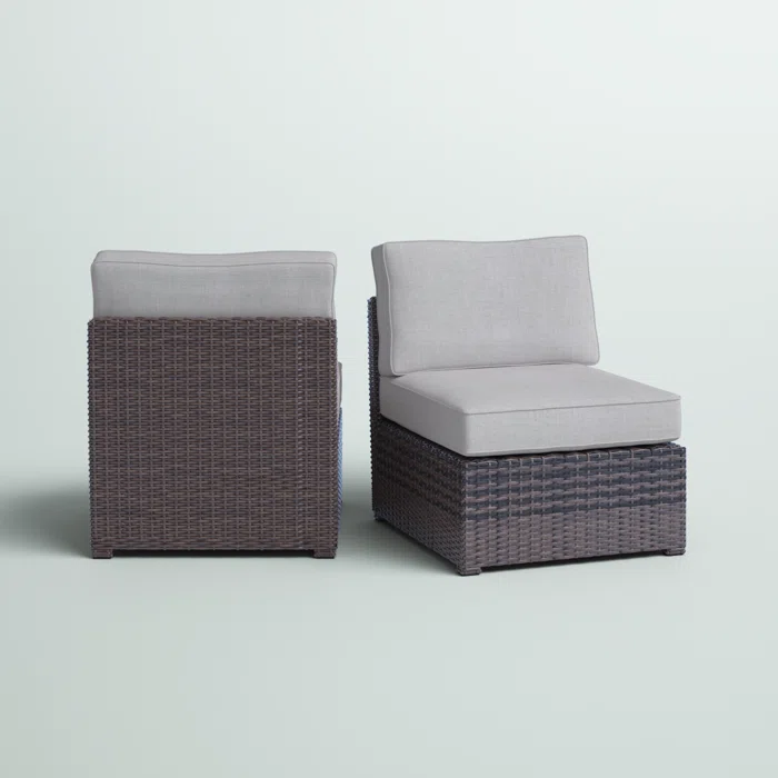 Armless Fully Assembled Patio Chair with Cushions