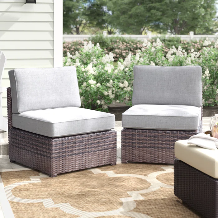 Armless Fully Assembled Patio Chair with Cushions