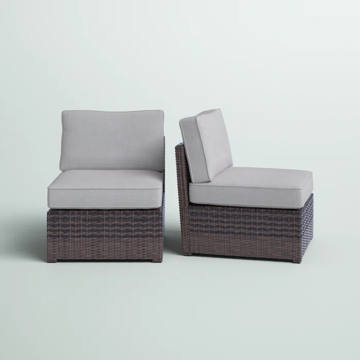 Armless Fully Assembled Patio Chair with Cushions