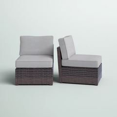 Armless Fully Assembled Patio Chair with Cushions