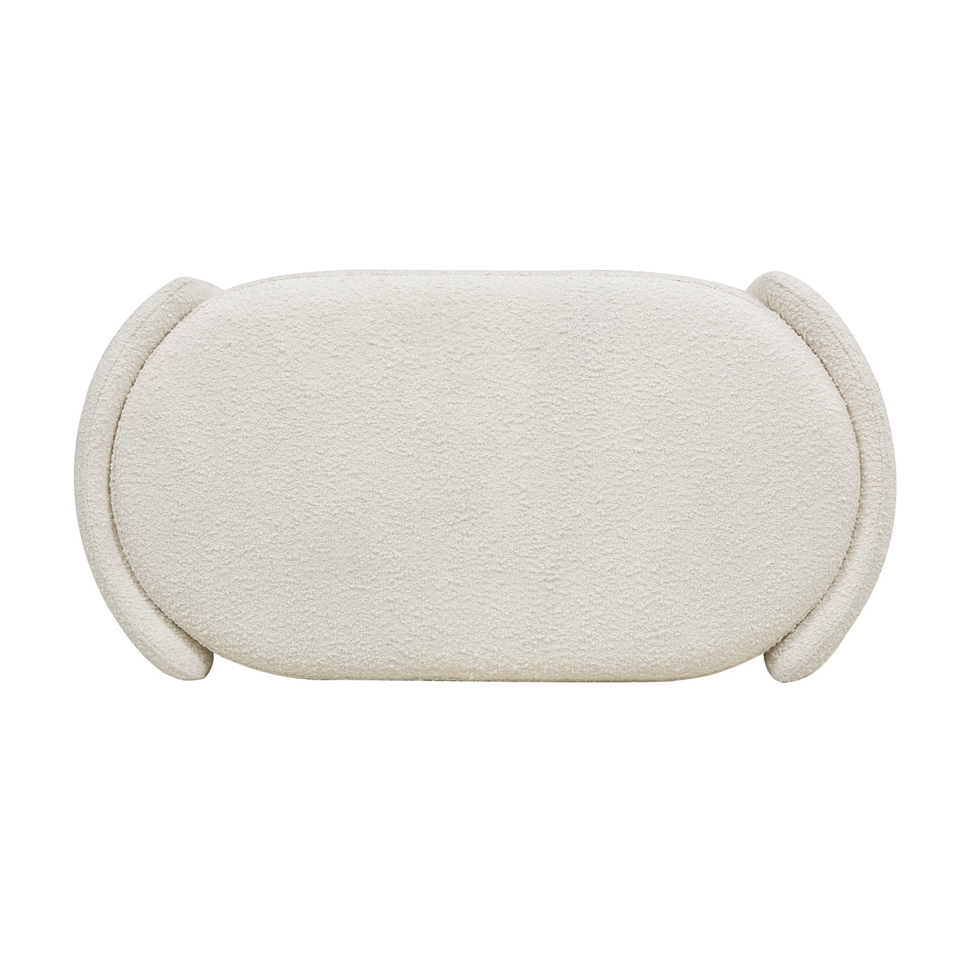 Fuji 43" Upholstered Oval Storage Bench, Ivory White Boucle