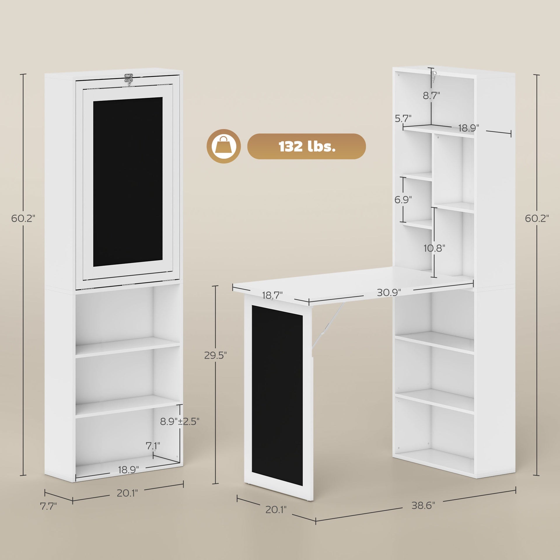 Fold-out Convertible Office Desk, Wall Mount Computer Desk