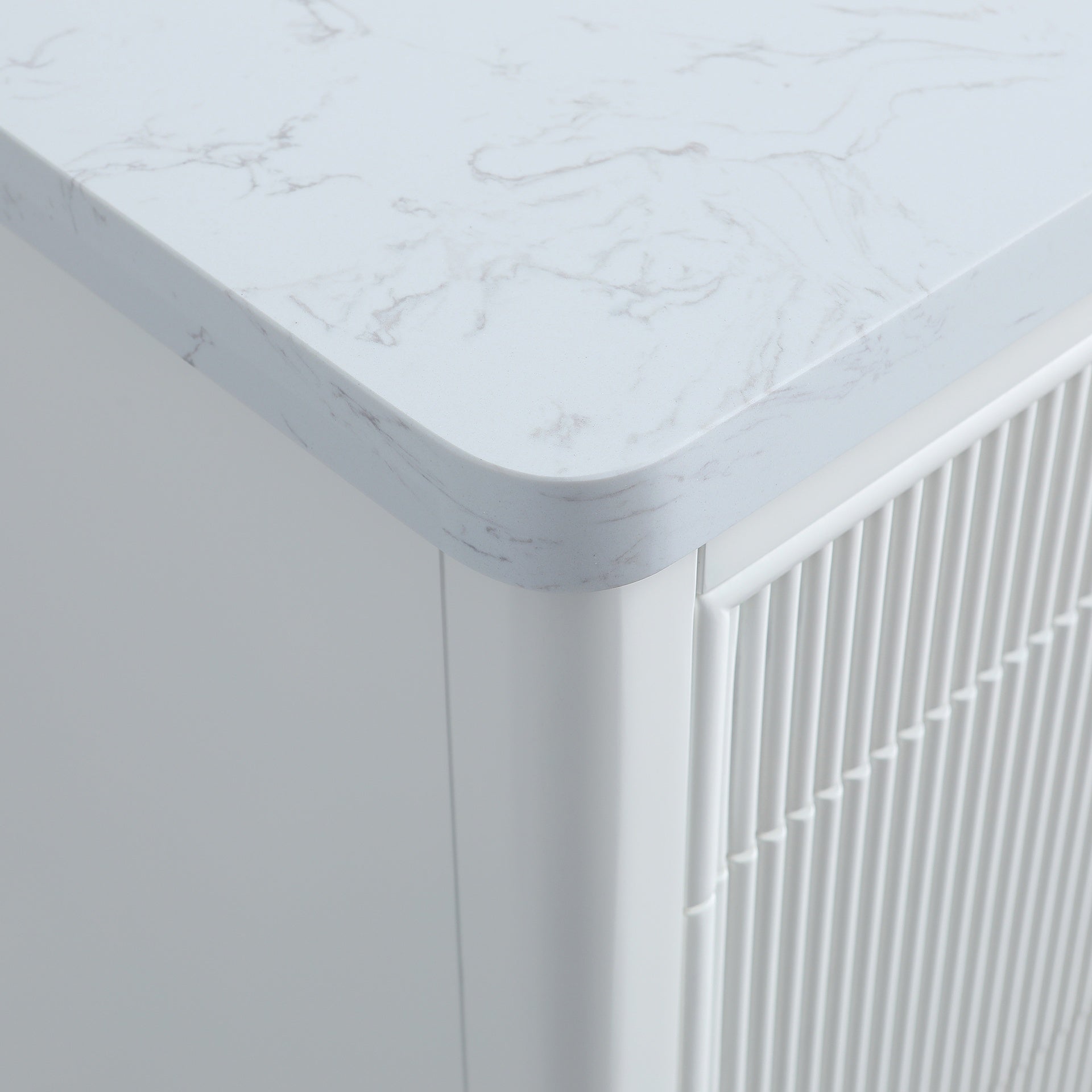 Fully Assembled 36''  White Freestanding Single Sink Bathroom Vanity with 2 Handle Sets and Engineered Marble Top