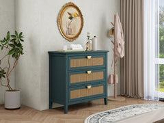 3 Drawer Cabinet,Natural rattan,American Furniture,Suitable for bedroom, living room, study
