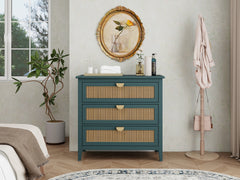3 Drawer Cabinet,Natural rattan,American Furniture,Suitable for bedroom, living room, study