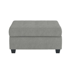 Aston 33 Inch Ottoman, Light Gray Microfiber, Interior Storage, Solid Wood