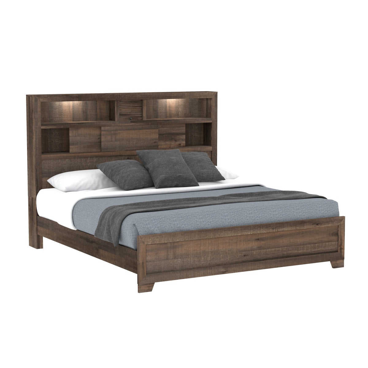 Brown Bookcase King Bed