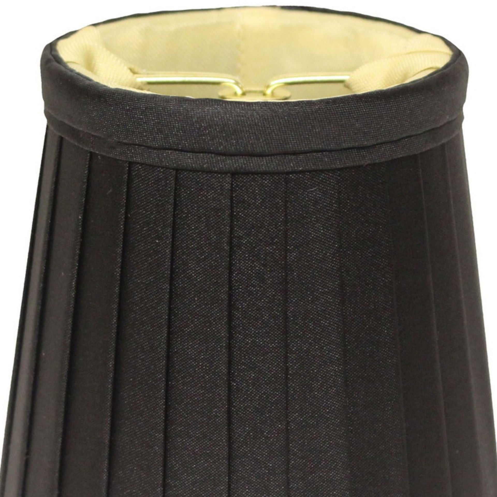 Side Pleat Chandelier Lampshade with Flame Clip (Set of 6), Black Color Natural Fabric Lampshade for Table Lamps, 3" Top x 4" Bottom x 4" Height