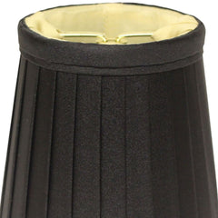 Side Pleat Chandelier Lampshade with Flame Clip (Set of 6), Black Color Natural Fabric Lampshade for Table Lamps, 3" Top x 4" Bottom x 4" Height