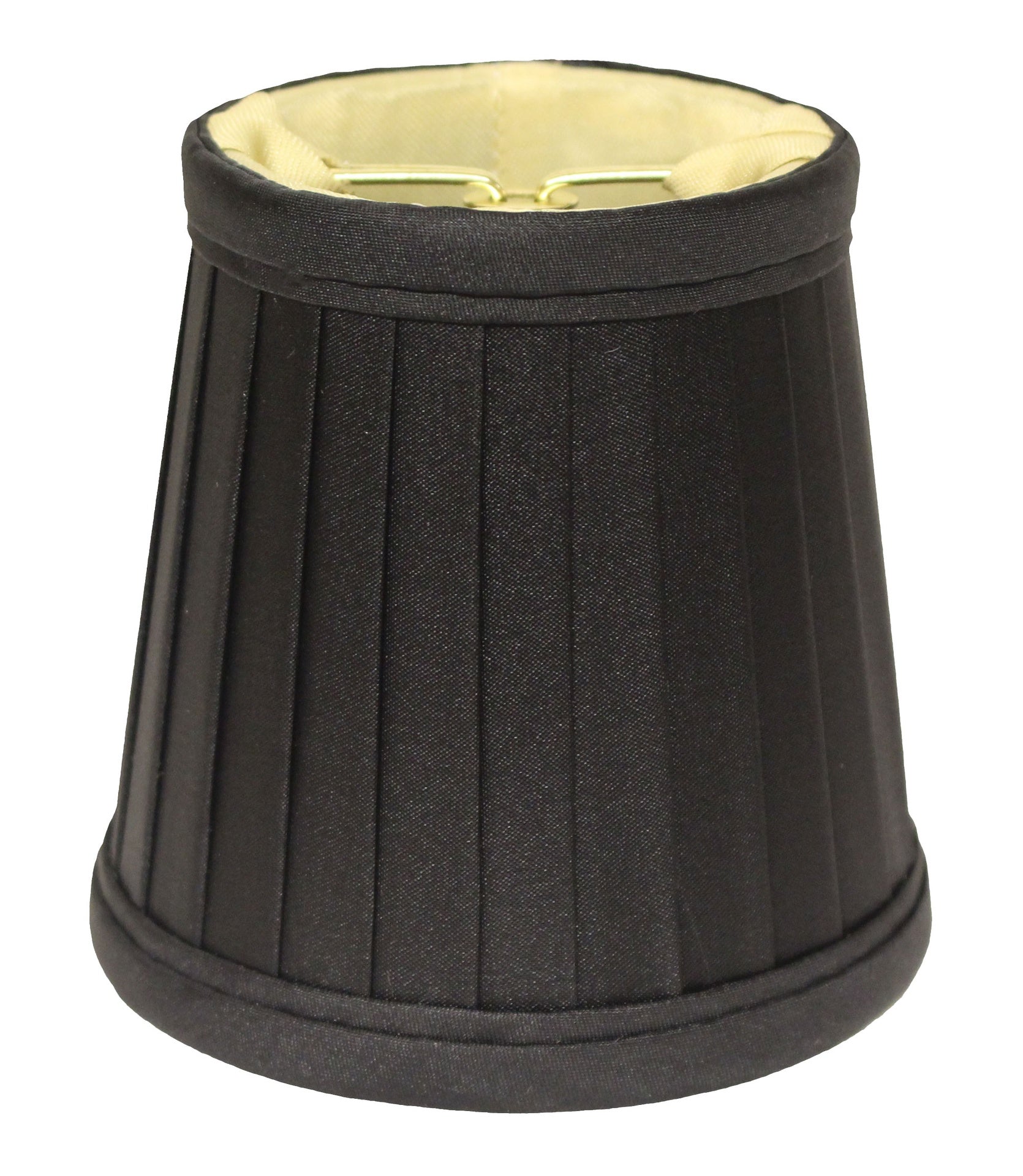 Side Pleat Chandelier Lampshade with Flame Clip (Set of 6), Black Color Natural Fabric Lampshade for Table Lamps, 3" Top x 4" Bottom x 4" Height