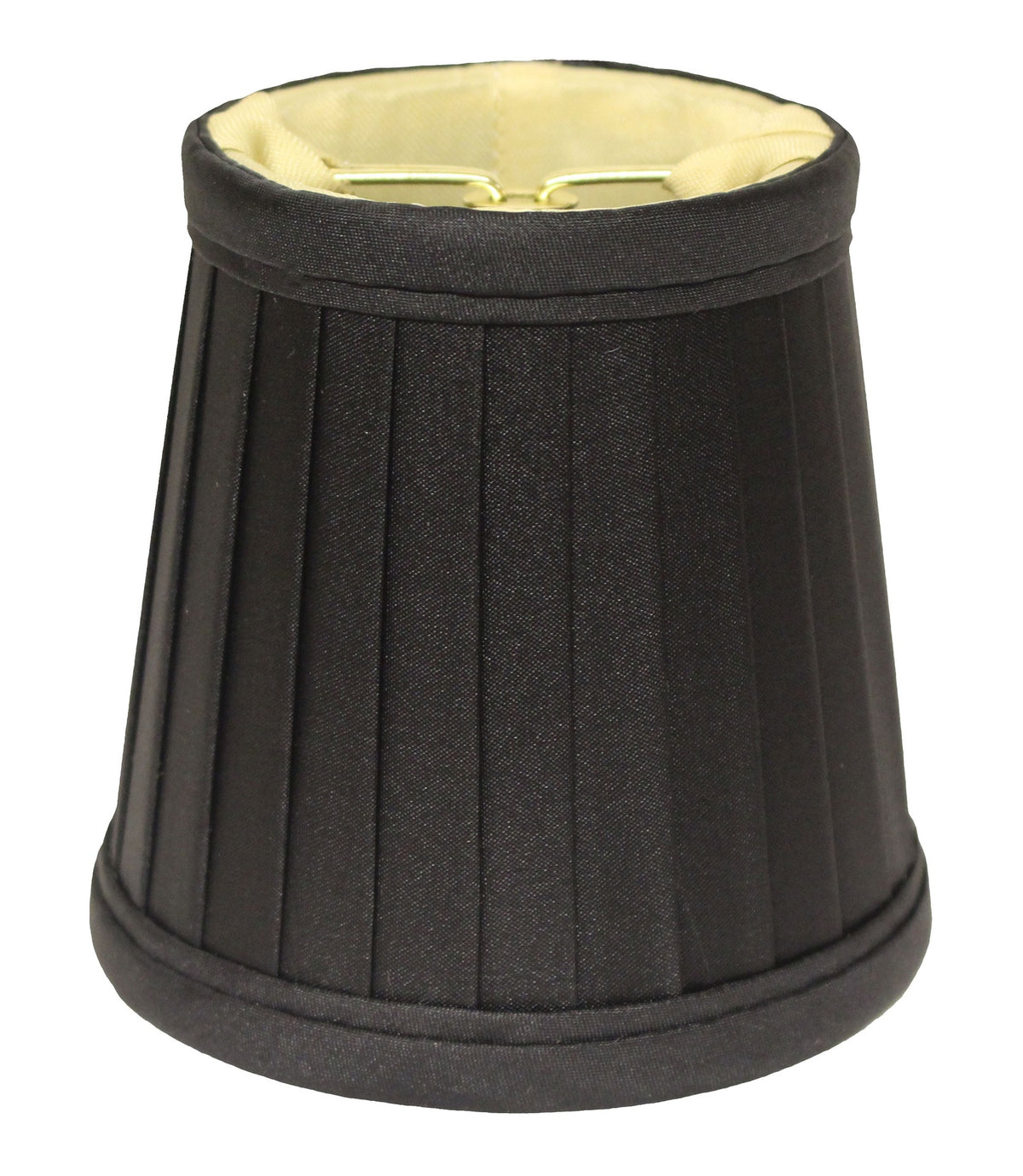 Side Pleat Chandelier Lampshade with Flame Clip (Set of 6), Black Color Natural Fabric Lampshade for Table Lamps, 3" Top x 4" Bottom x 4" Height
