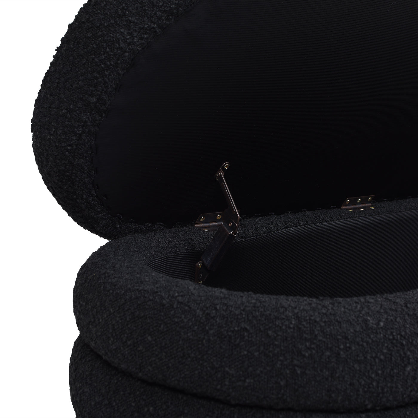 Fuji 49" Upholstered Oval Storage Bench, Ebony Black Boucle