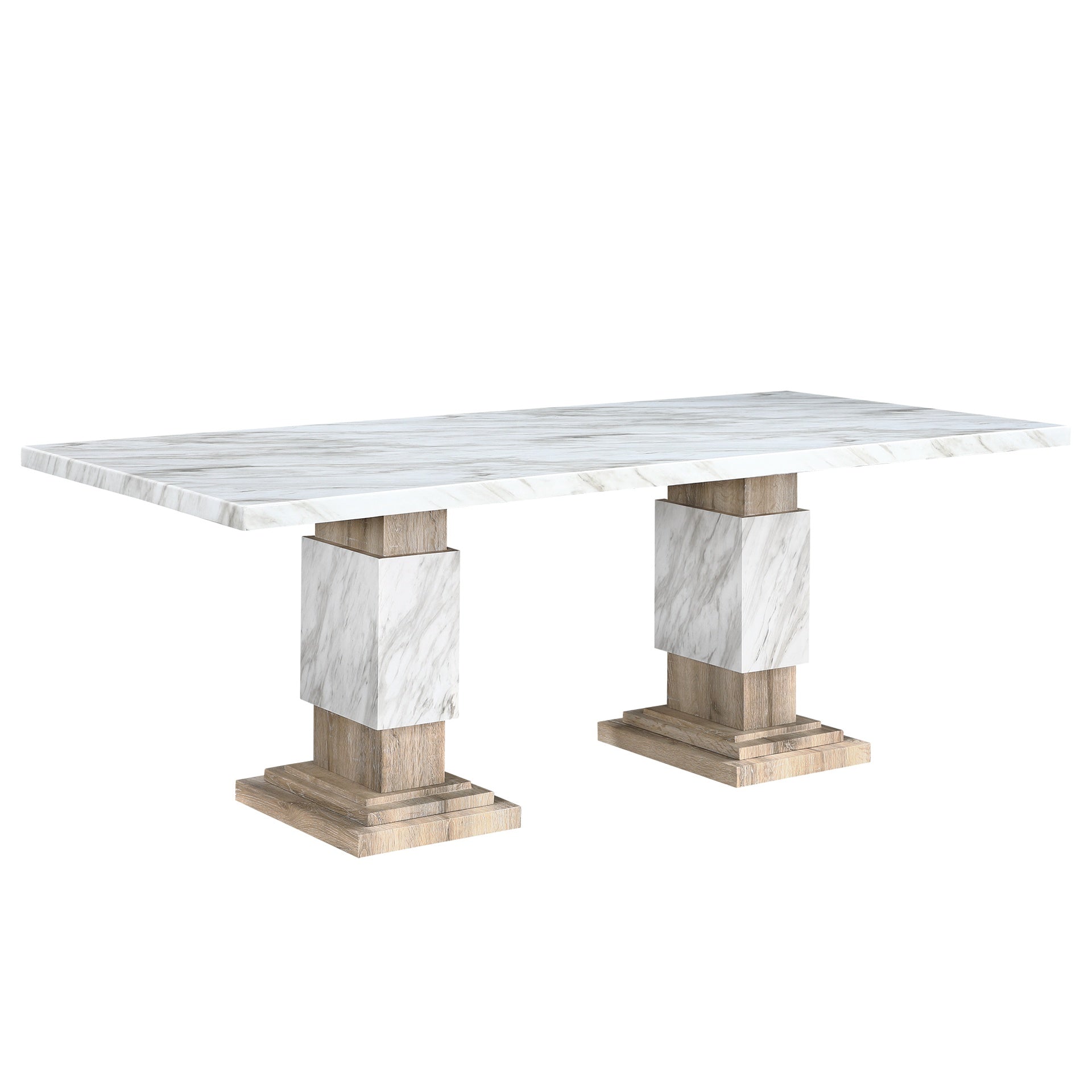 STACEY BEIGE/NATURAL DINING TABLE SET