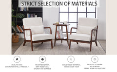 Mid-Century Modern Accent Chair, Arm Chair Living Room Chairs with Pillow Upholstered Reading Chair with Solid Wood Frame & Living Room Bedroom Balcony (beige)