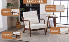 Mid-Century Modern Accent Chair, Arm Chair Living Room Chairs with Pillow Upholstered Reading Chair with Solid Wood Frame & Living Room Bedroom Balcony (beige)