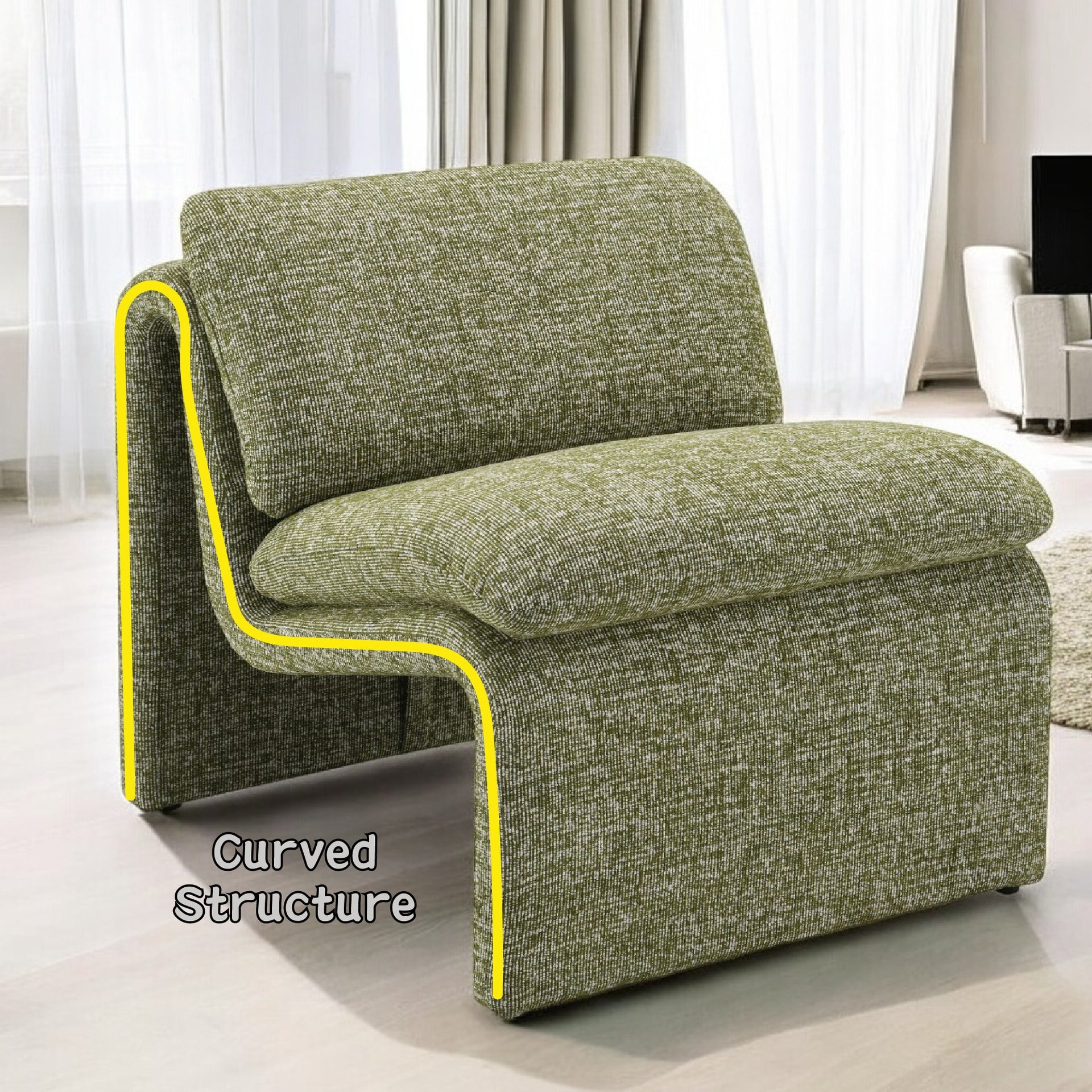 Innovative Elegance Jaeda Accent Chair in Curved Shape