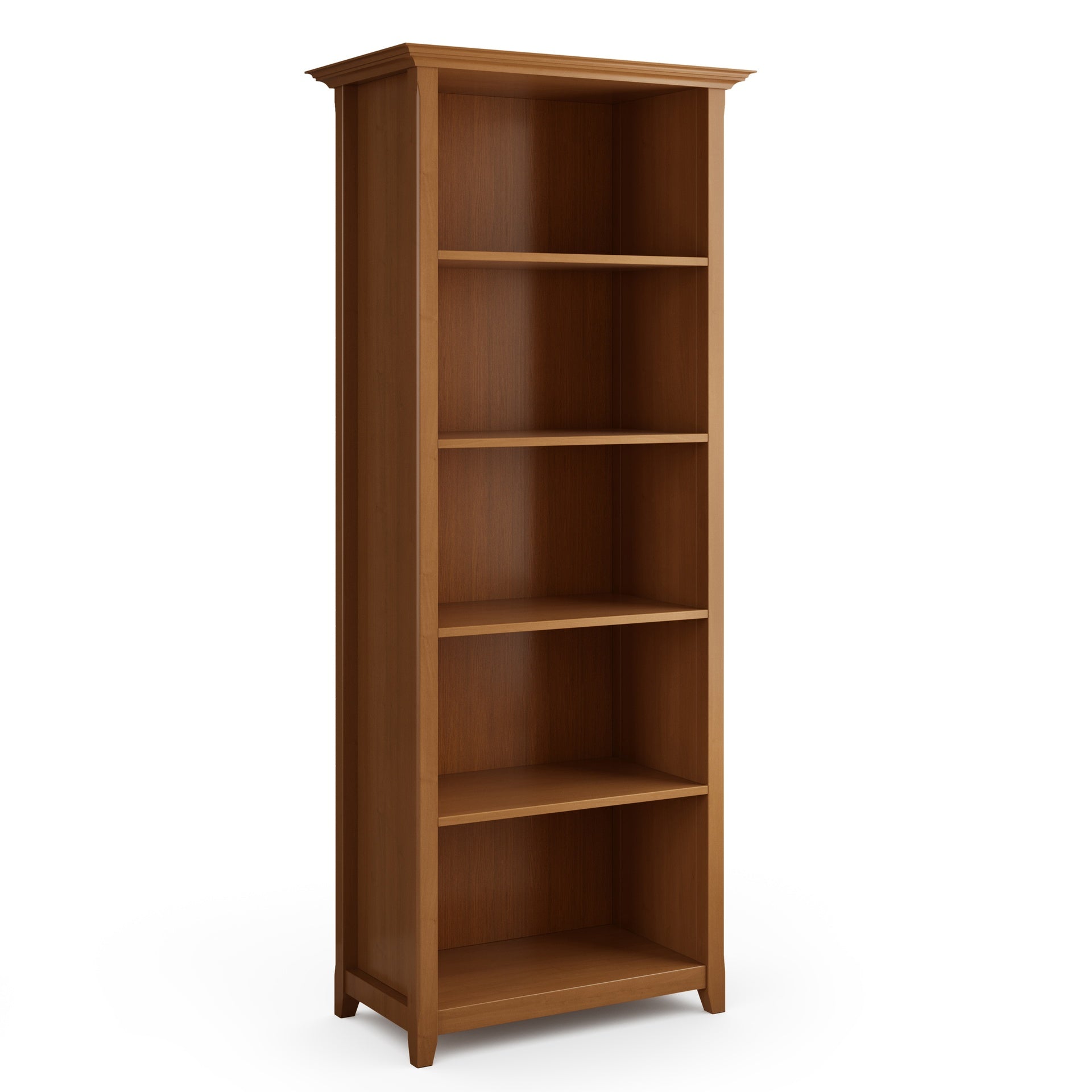 Amherst 30 inch Solid Wood 5 Shelf Bookcase in Light Golden Brown