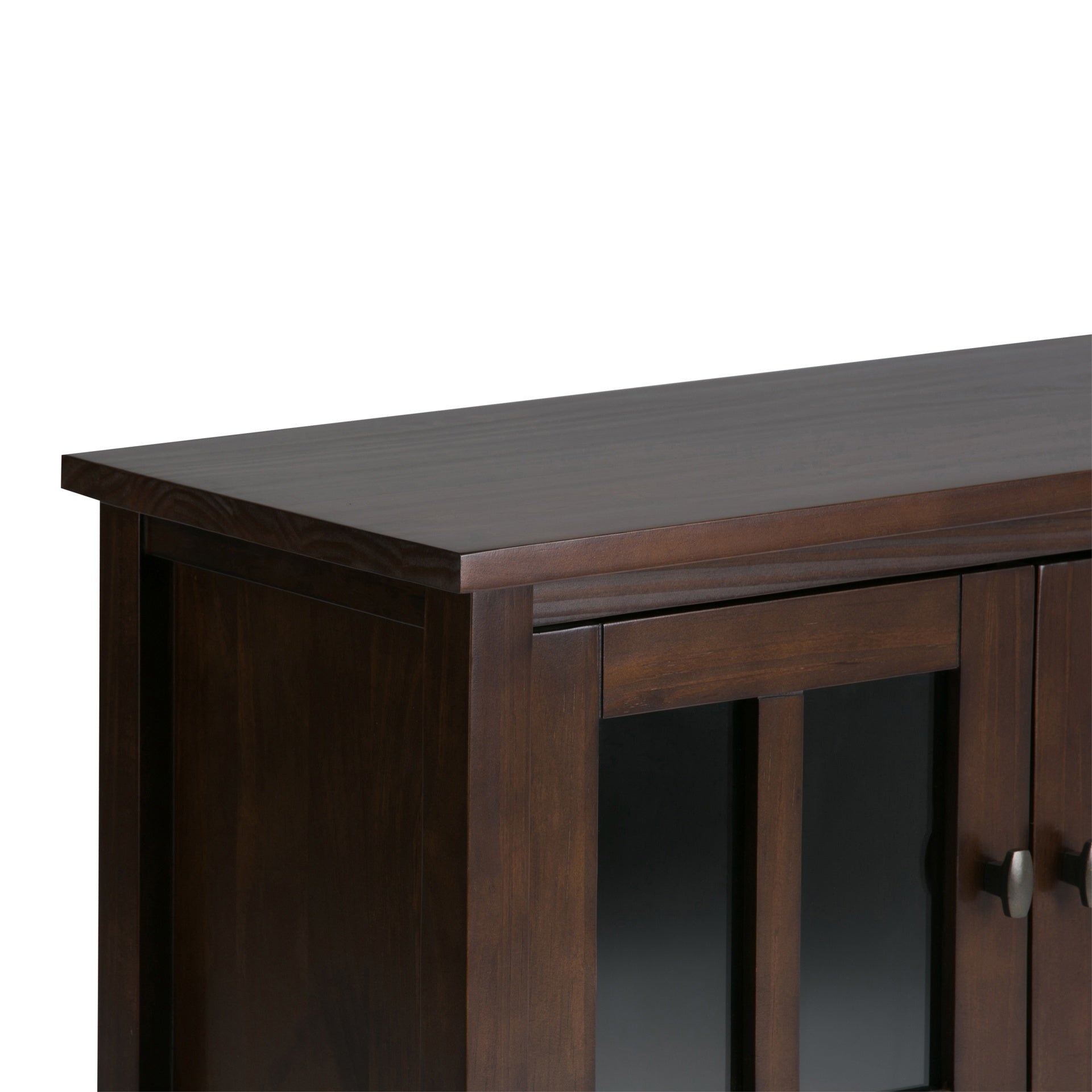 Warm Shaker 32 inch Wide Solid Wood Low Storage Cabinet in Tobacco Brown