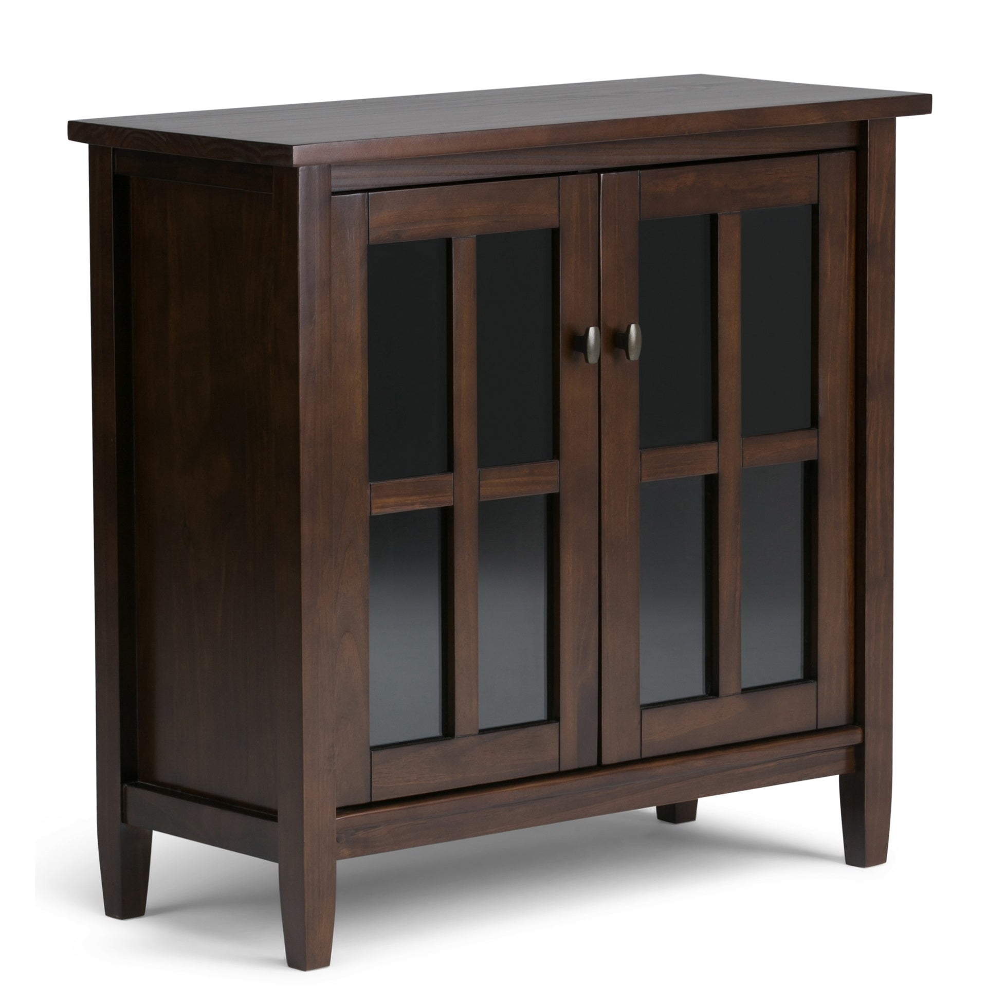 Warm Shaker 32 inch Wide Solid Wood Low Storage Cabinet in Tobacco Brown