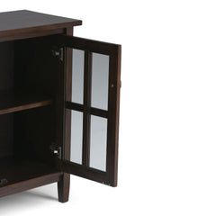 Warm Shaker 32 inch Wide Solid Wood Low Storage Cabinet in Tobacco Brown