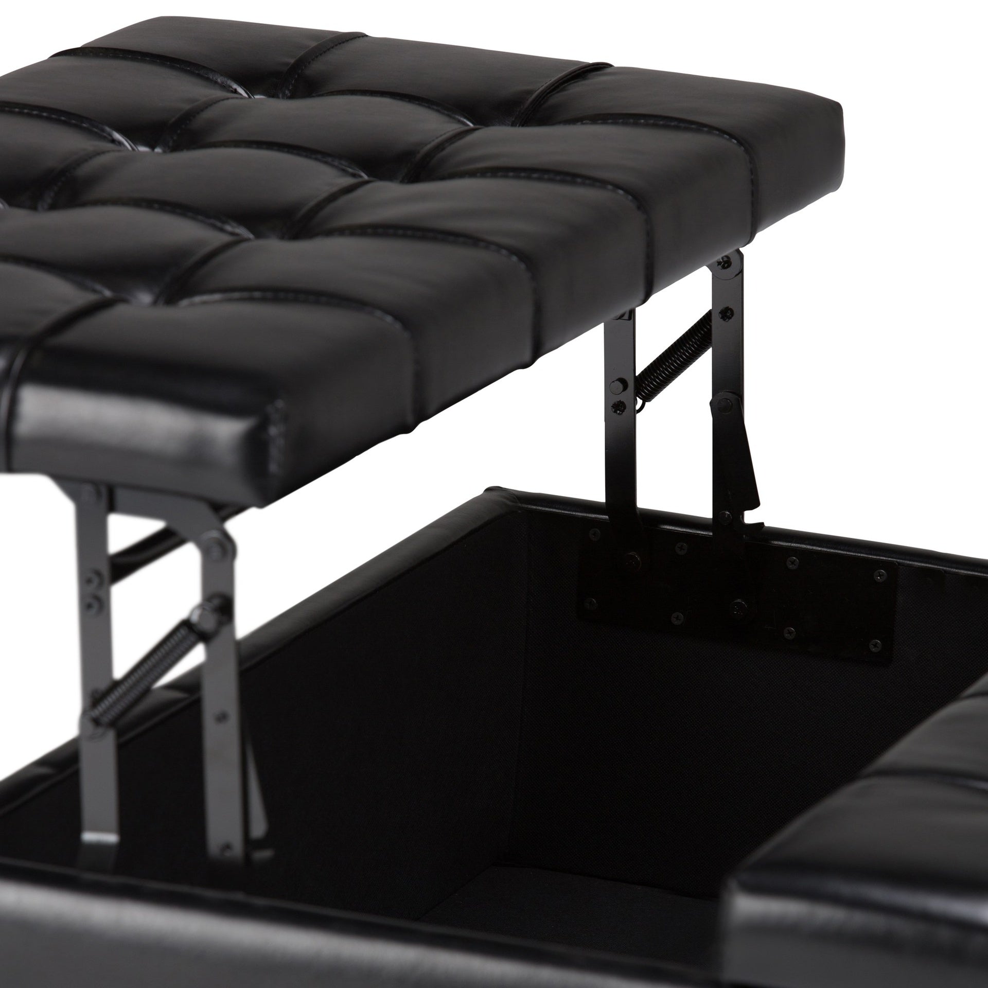 Harrison 36 inch Wide Coffee Table Storage Ottoman in Midnight Black Vegan Leather