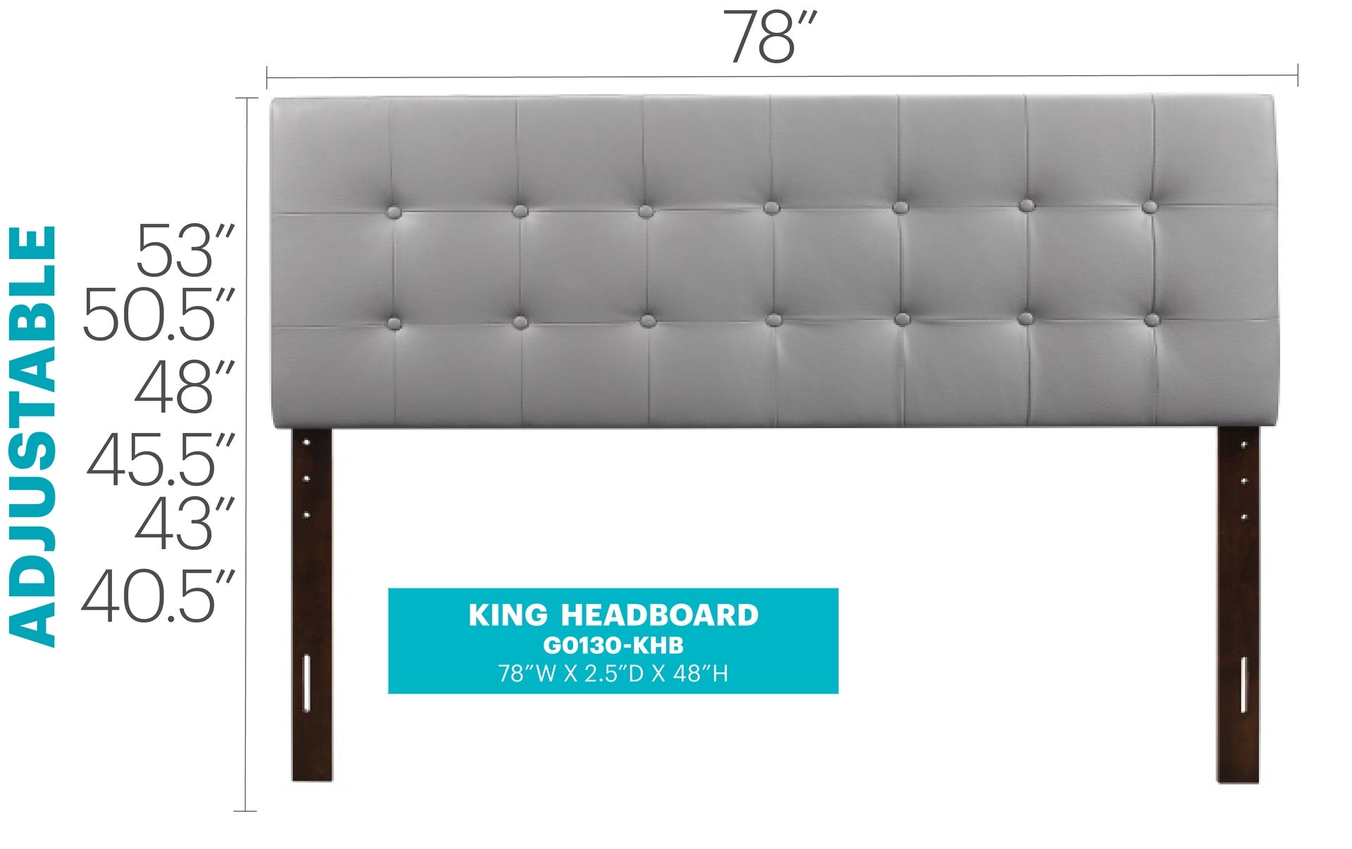 Super Nova G0130-KHB King Headboard , LIGHT GREY
