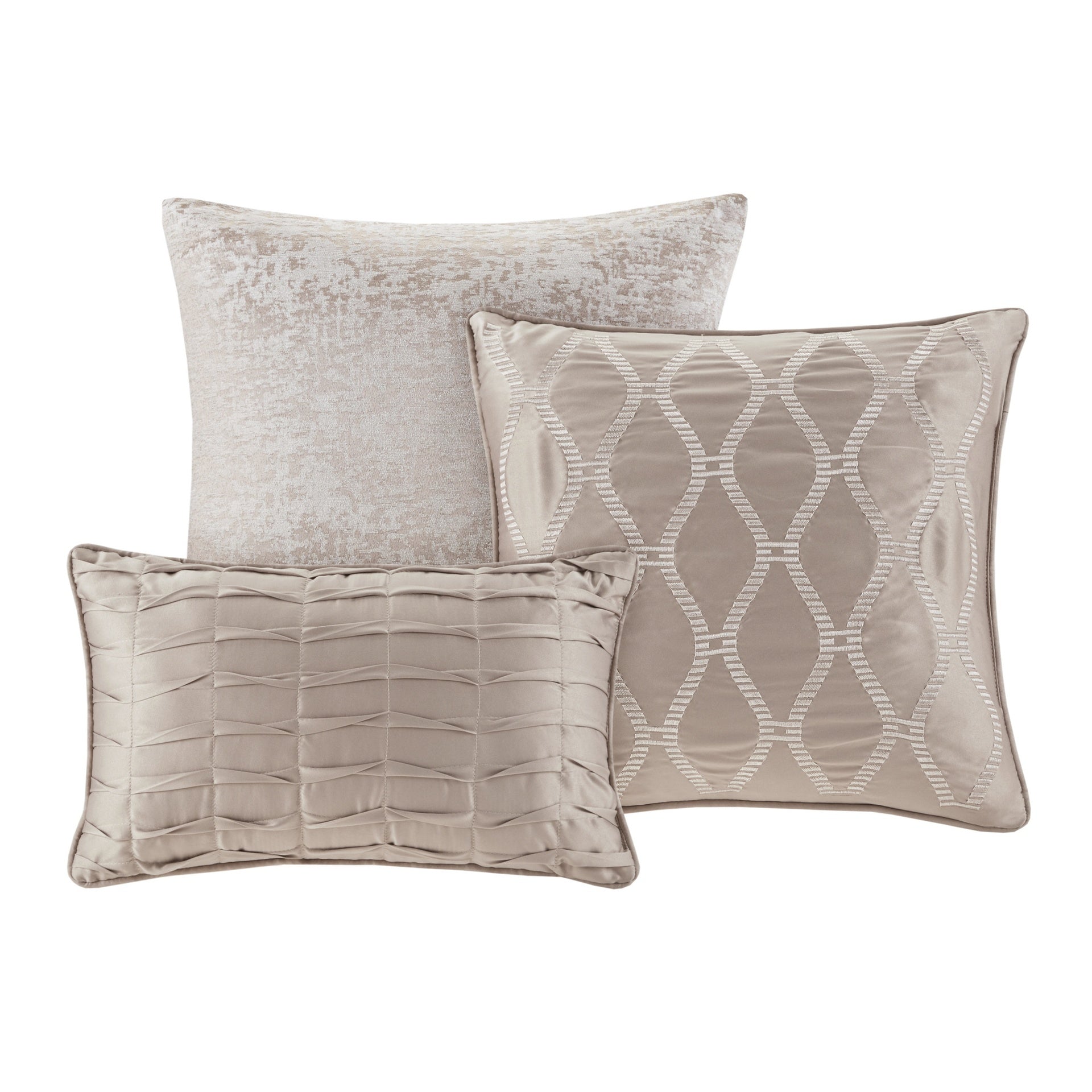 7 Piece Chenille Jacquard Comforter Set Taupe King