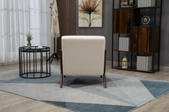 Mid Century Modern Accent Chair with Wood Frame, Upholstered Living Room Chairs with Waist Cushion, Reading Armchair for Bedroom Sunroom