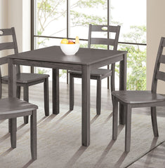 5pc Dining Table Set square 1x Table Slat Back 4x Chairs Transitional Style Gray Finish Dining Room