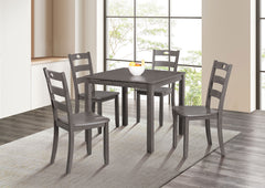 5pc Dining Table Set square 1x Table Slat Back 4x Chairs Transitional Style Gray Finish Dining Room
