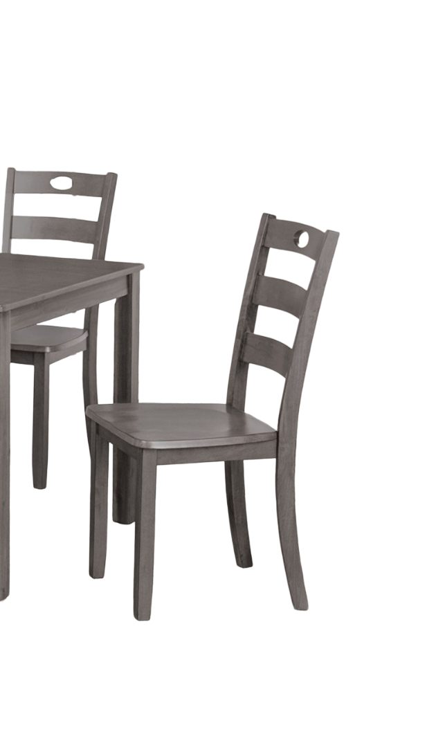 5pc Dining Table Set square 1x Table Slat Back 4x Chairs Transitional Style Gray Finish Dining Room