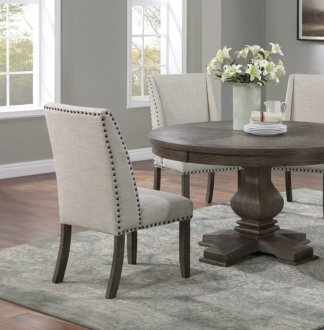 Traditional Formal 54"DIA Round Dining Table Pedestal Base Oak Finish 1pc Table Dining Room Furniture