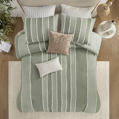 King/Cal King 3 Piece Striped Cotton Duvet Cover Set