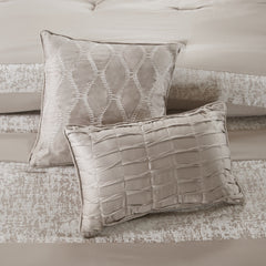 7 Piece Chenille Jacquard Comforter Set Taupe Cal King