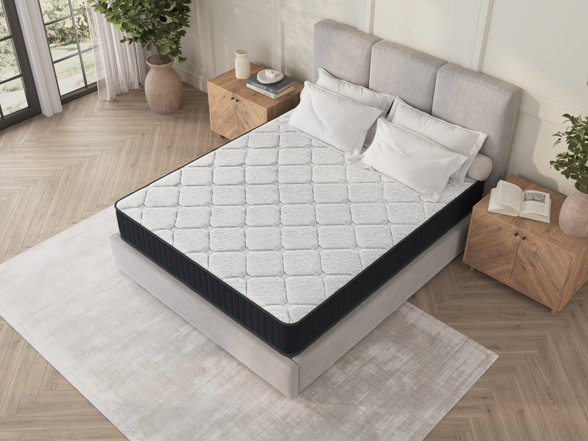 Assembled in USA - 10" Queen Nest Basic Innerspring Hybrid Mattress, Pressure Relief, and Motion Isolation, CertiPUR-US and Oeko TEX Certified