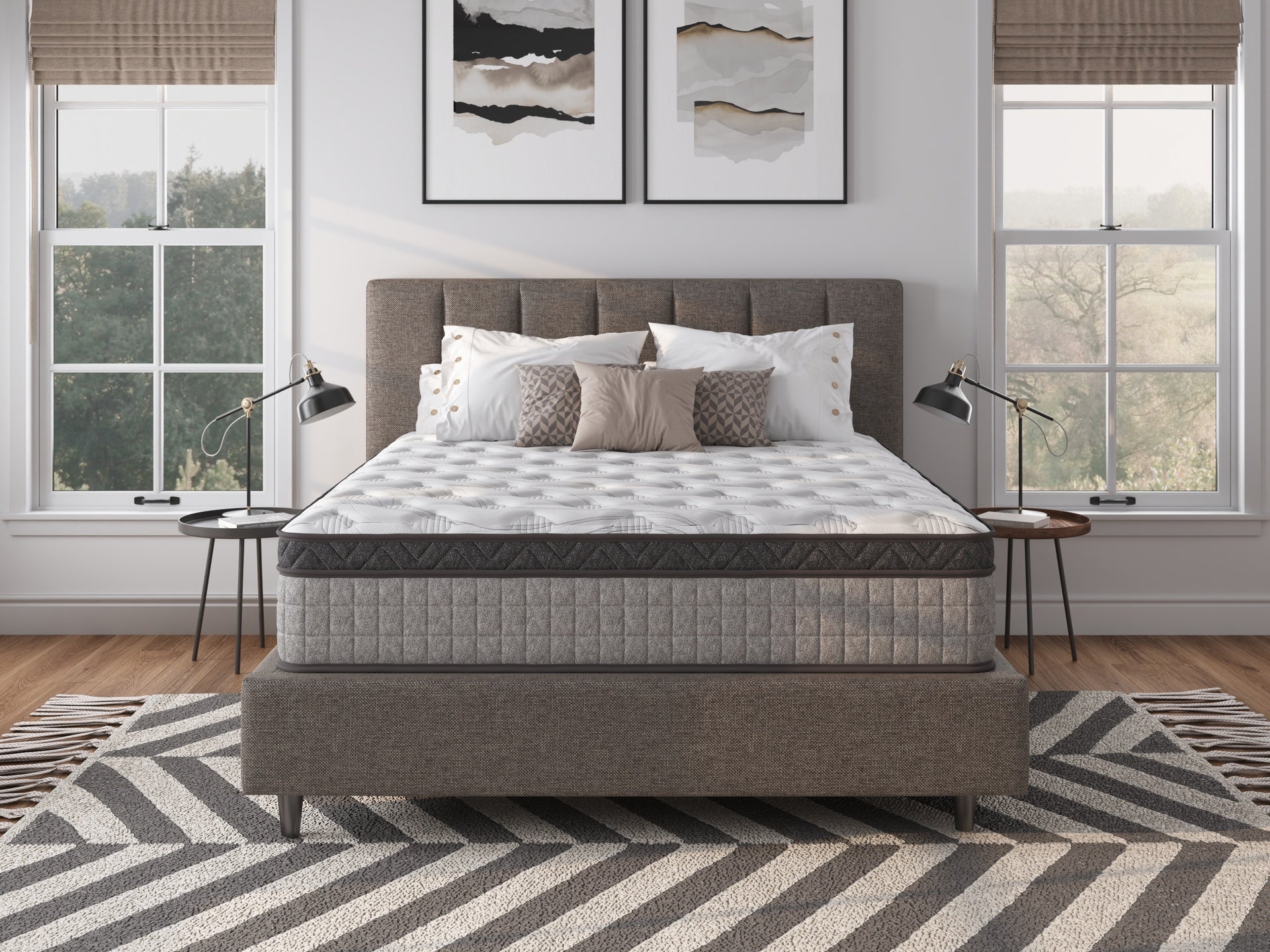 Assembled in USA - 12" Queen Diamond Innerspring Hybrid and Cooling Gel Memory Foam Mattress, Pressure Relief, and Motion Isolation, CertiPUR-US and Oeko TEX Certified